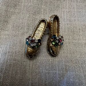 Vintage Inspired Shoe Gold Brooch